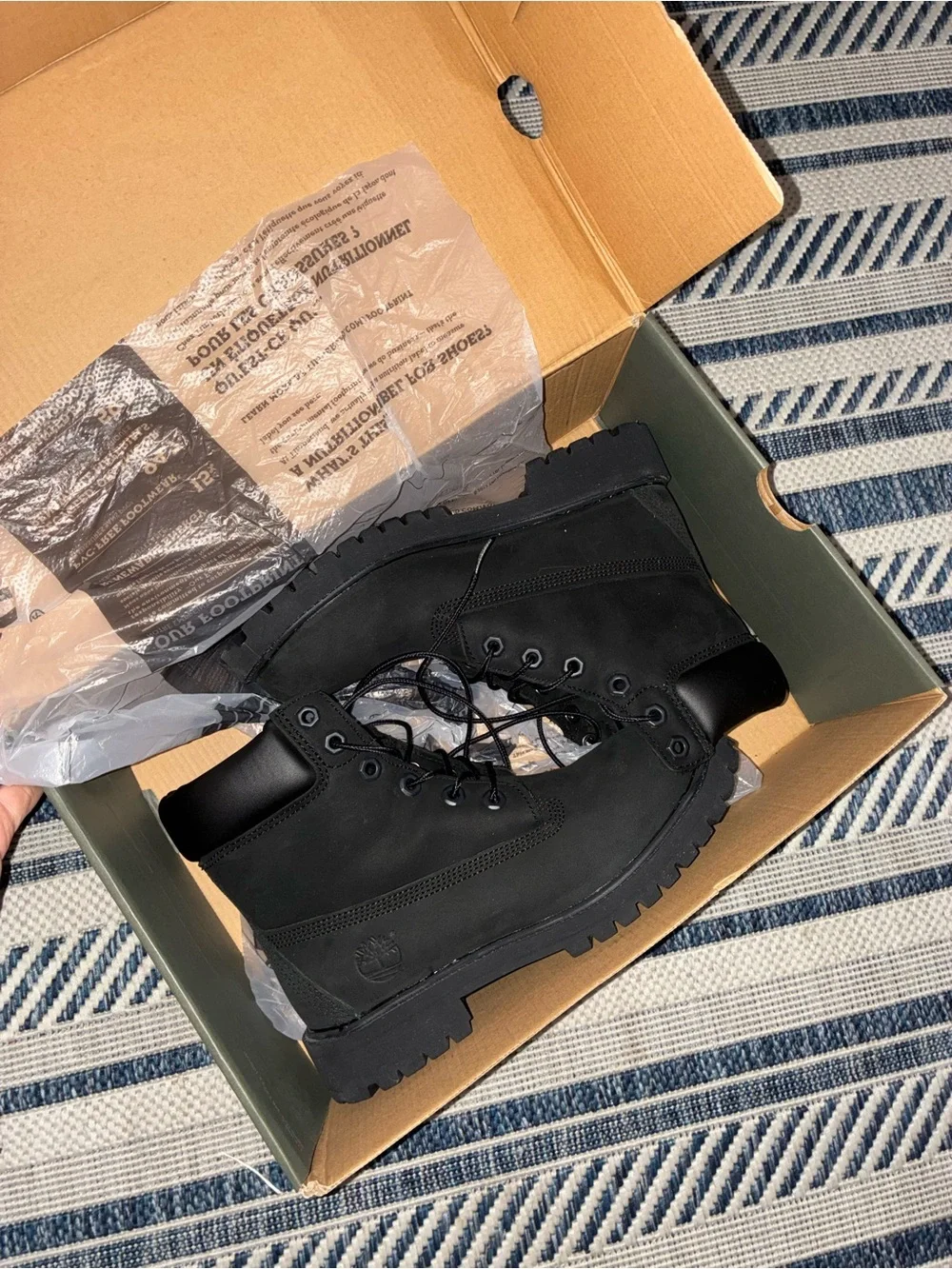 Timberland Youth 4.5 Black Lace-Up Leather Work Boots Worn Once